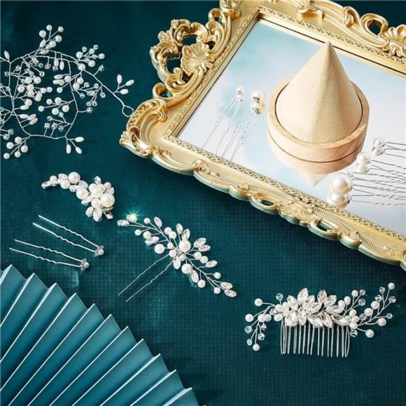 44 Pieces Wedding Hair Comb Faux Pearl Crystal Bride Hair Accessories Hair Side main image 7